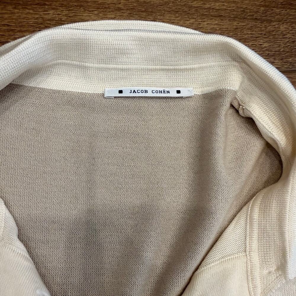 Jacob Cohen Short Sleeve Collared Knit Polo Top Ivory Cream Size Small - Picture 4 of 7